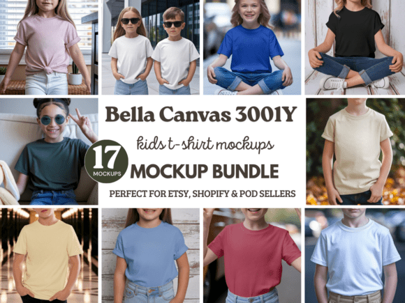 Download Bella Canvas 3001Y Kids Mockup Bundle - Premium Resources