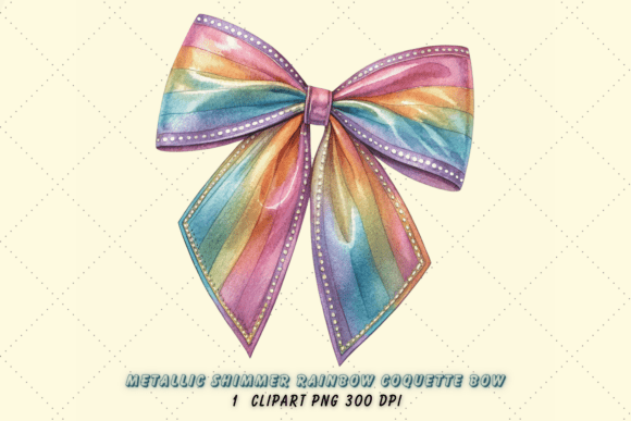 Download Metallic Shimmer Rainbow Coquette Bow - Metallic shimmer Collection